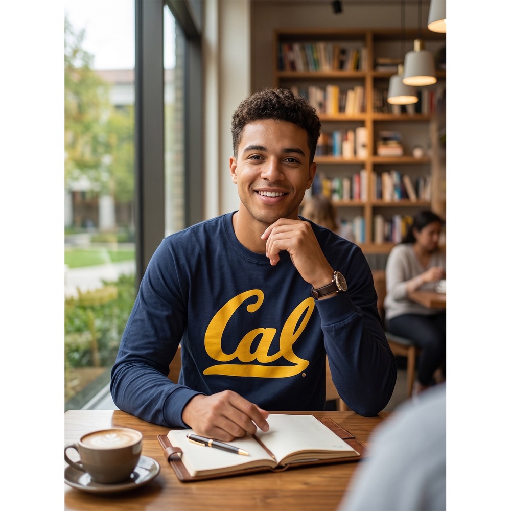 Preppy MV Sport Cal Berkeley Long Sleeve T-Shirt Small Navy Blue Collegiate